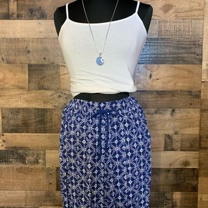 Blue Mosaic Print Pants - Forever 21 - Size S